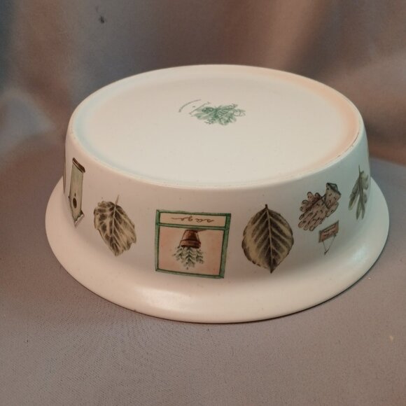 Pfaltzgraff 9" Round Vegetable Bowl Naturewood Stoneware Vintage 1997 Garden - Picture 6 of 8